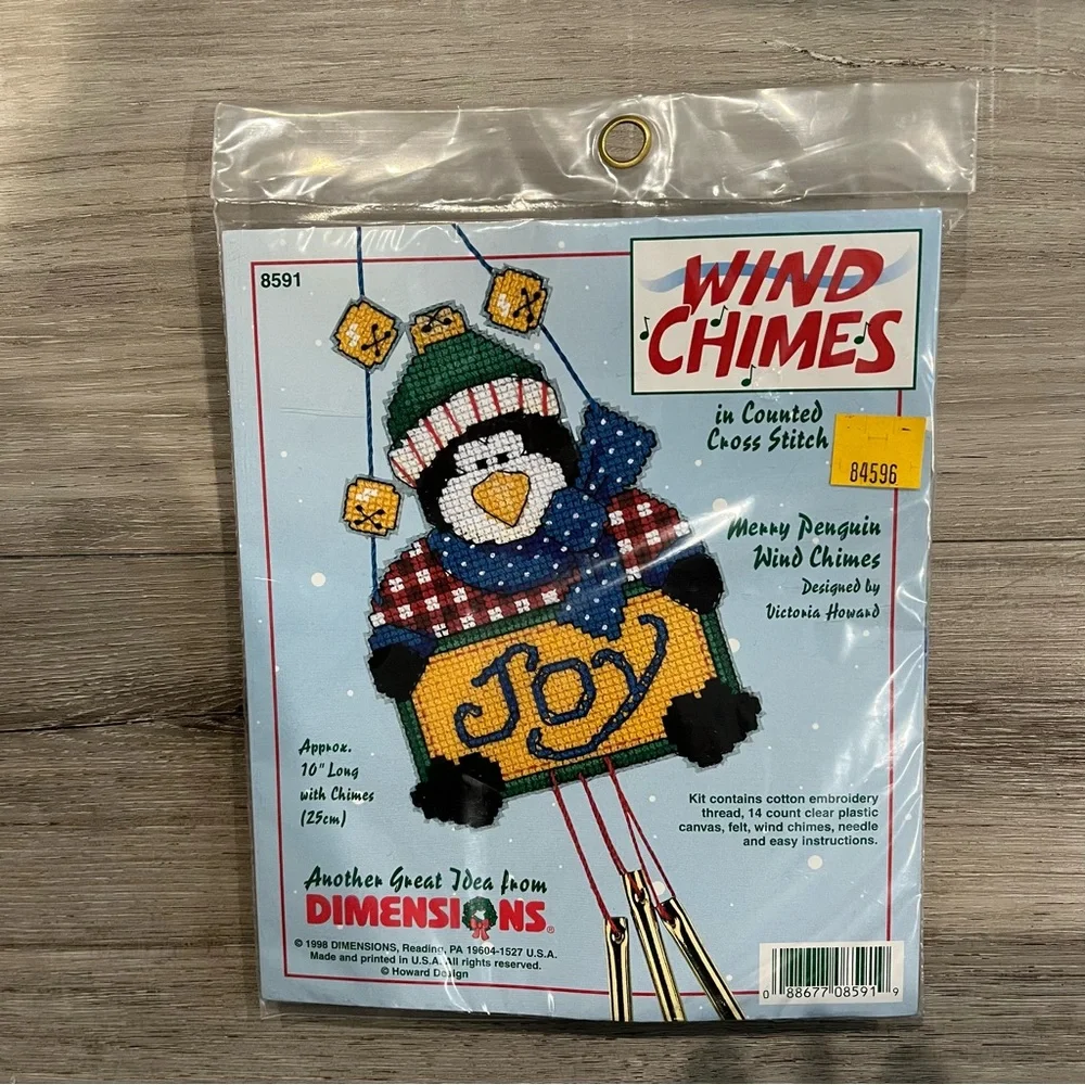 NWT Dimensions Wind Chimes Merry Penguin Counted Cross Stitch Kit - Picture 3 of 13